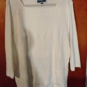 Karen Scott Cream Textured Blouse